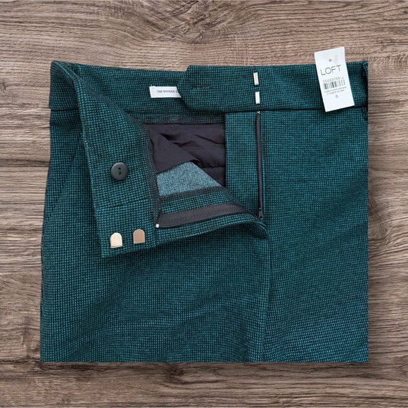 NEW LOFT Riviera Slim Pant Mini Houndstooth Teal & Black Size 6 - Picture 5 of 10